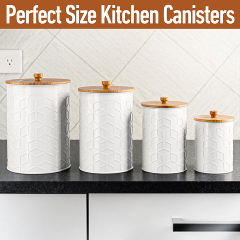 Wide mouth canisters from HB Design Co fit measuring cups for easy scooping