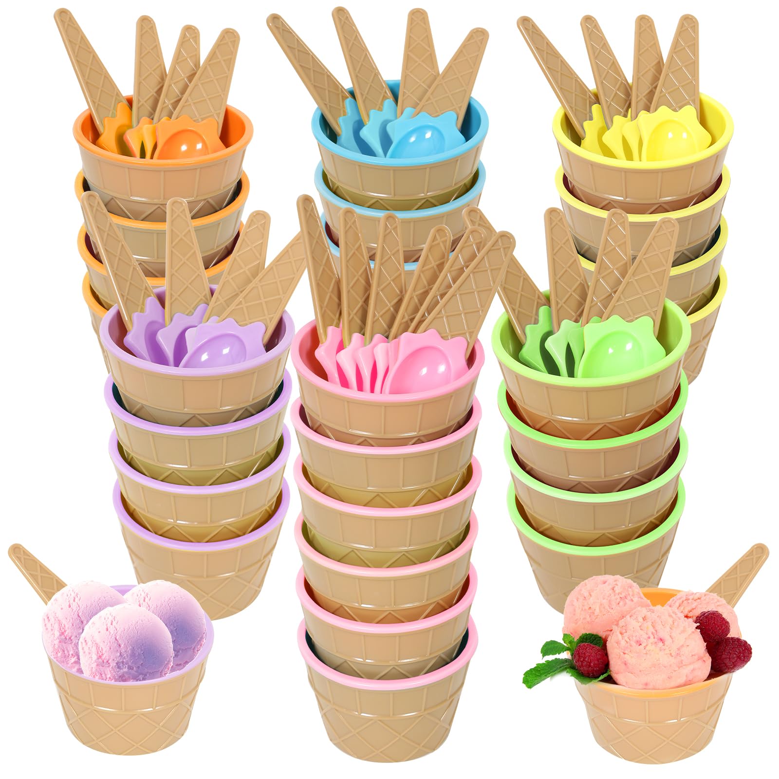 Hbaushun ice cream bowls with colorful sundae set for vibrant dessert presentations.