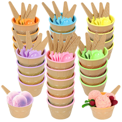 Hbaushun ice cream bowls with colorful sundae set for vibrant dessert presentations.
