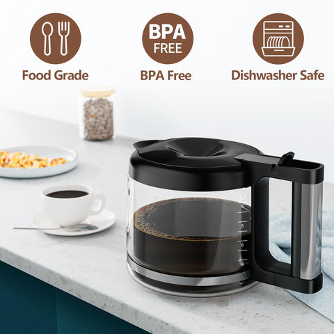 HBcyole 10-cup carafe top view shows clear glass for monitoring coffee levels