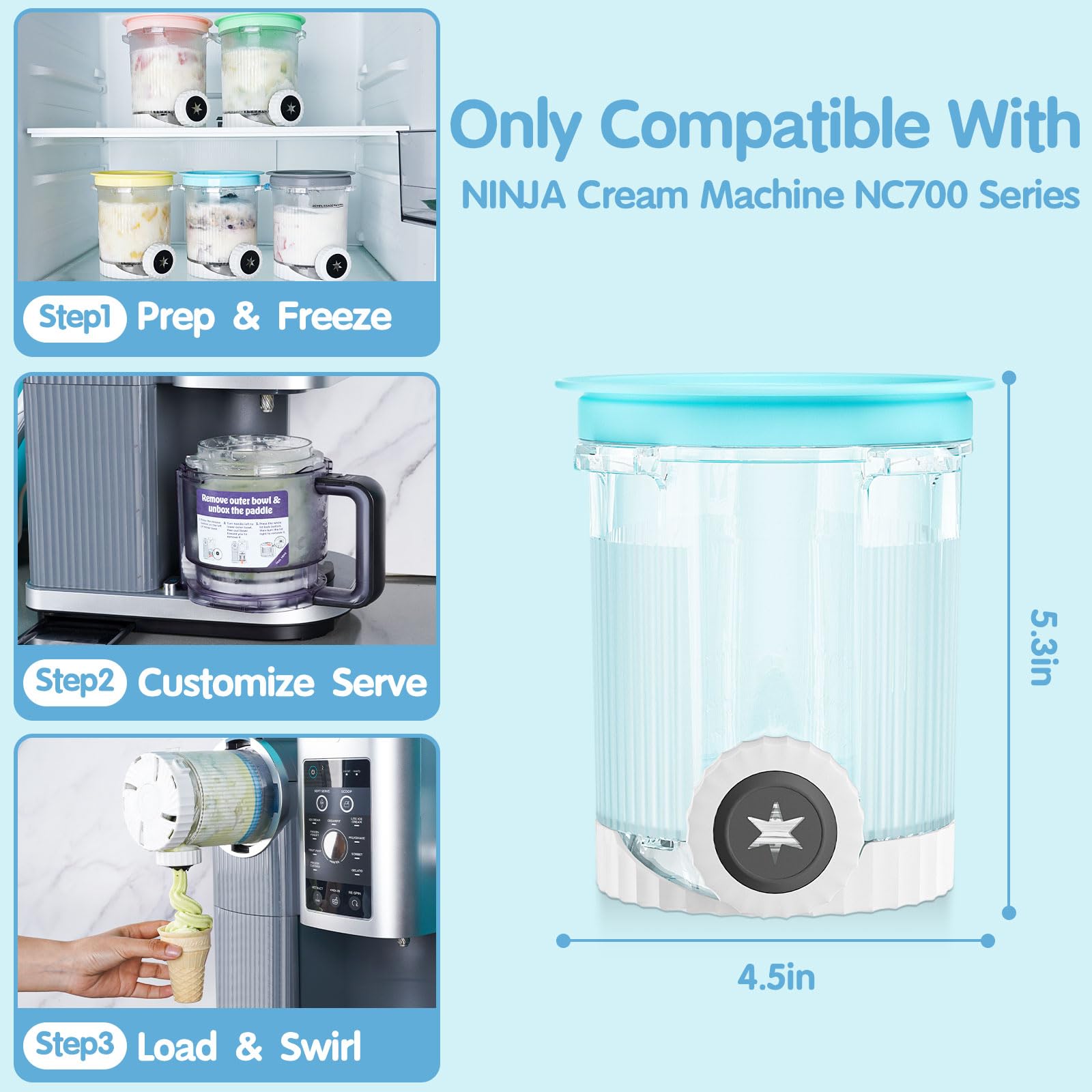 HBCyole nozzles for precise swirl and mess free serving.