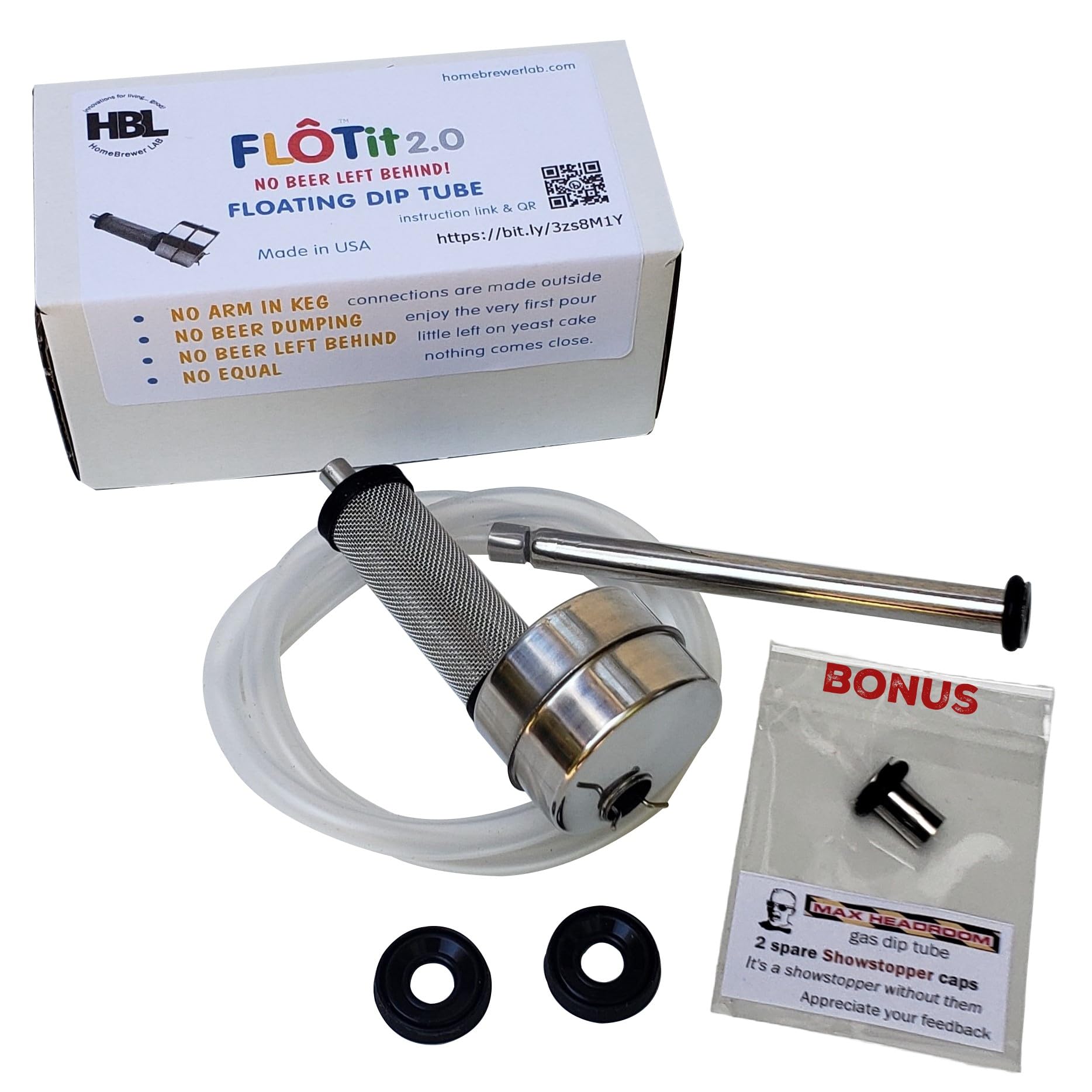 hbl flotit 2.0 dip tube shows exterior connections for a clean keg setup.