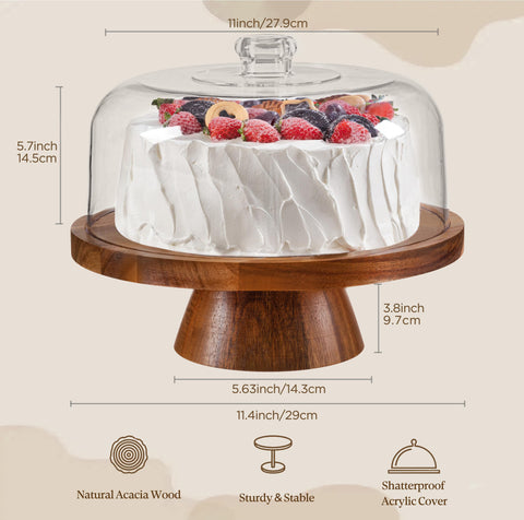 HBlife acacia wood base provides sturdy support for multi-layer cakes