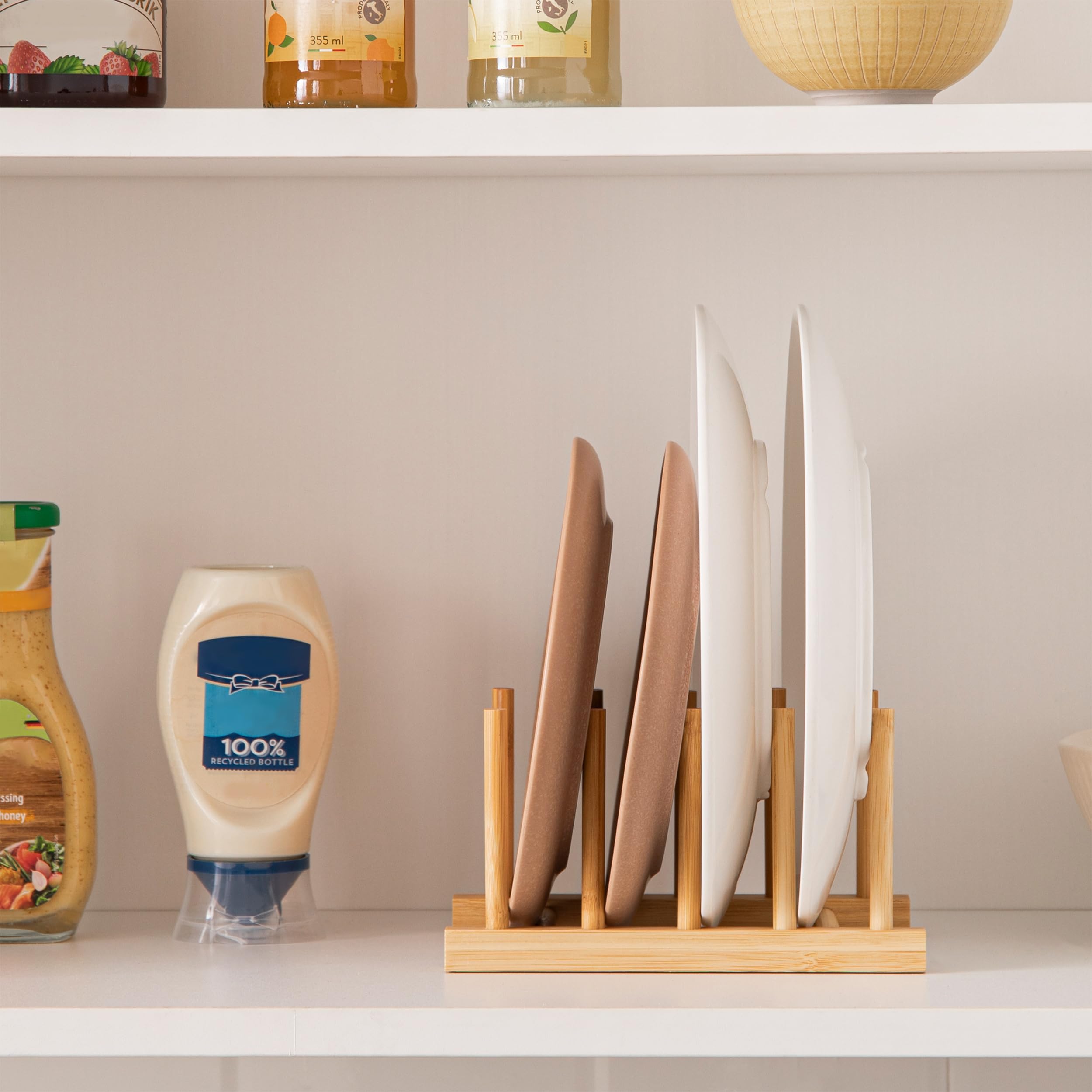 HBlife bamboo cabinet divider drying stand fits compact kitchens.