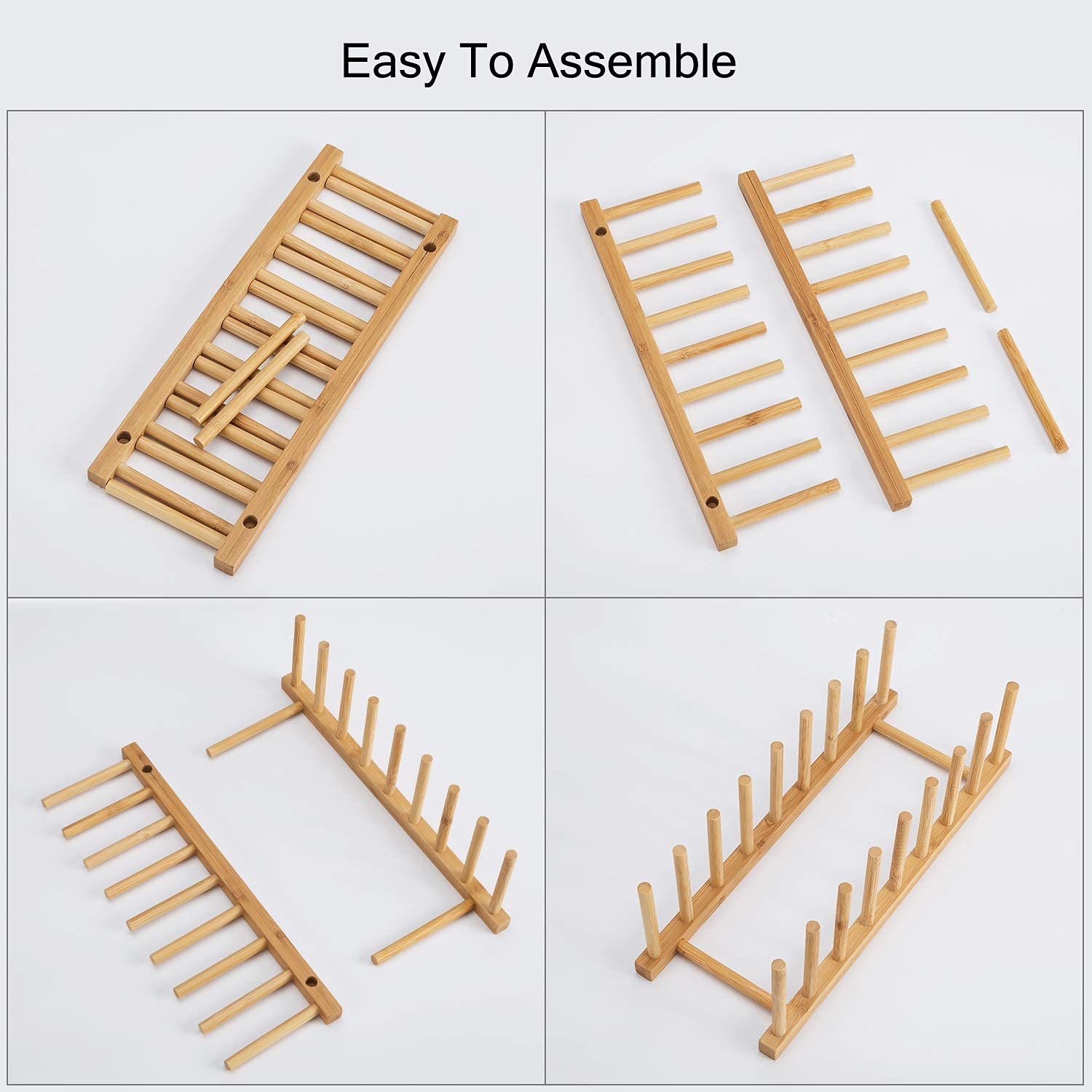HBlife bamboo compact kitchen drying rack suits small spaces