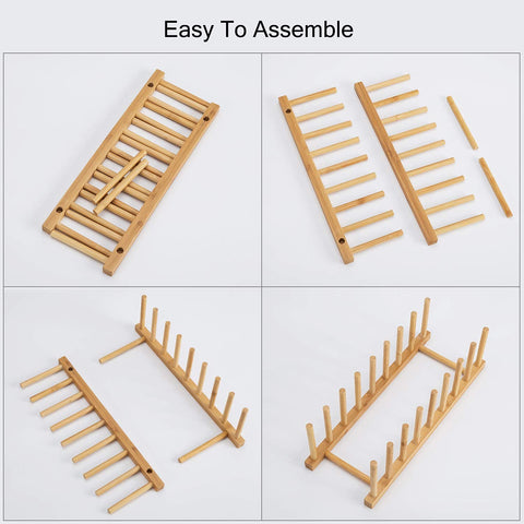 HBlife bamboo compact kitchen drying rack suits small spaces