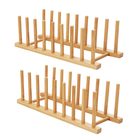 HBlife bamboo drying rack for plates and lids improving air drying