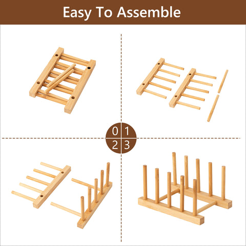 HBlife bamboo multipurpose kitchen drying rack for plates and small items.