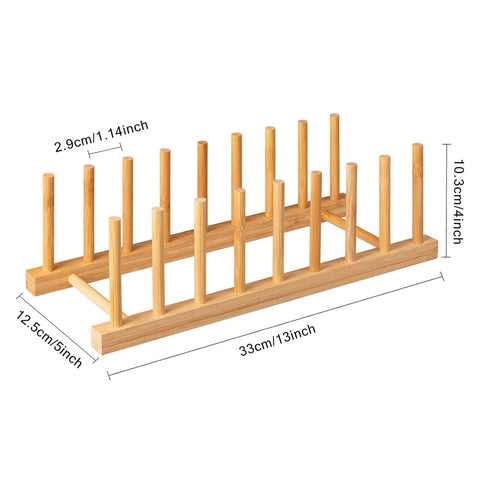 HBlife bamboo plate lid slot organizer keeps lids orderly