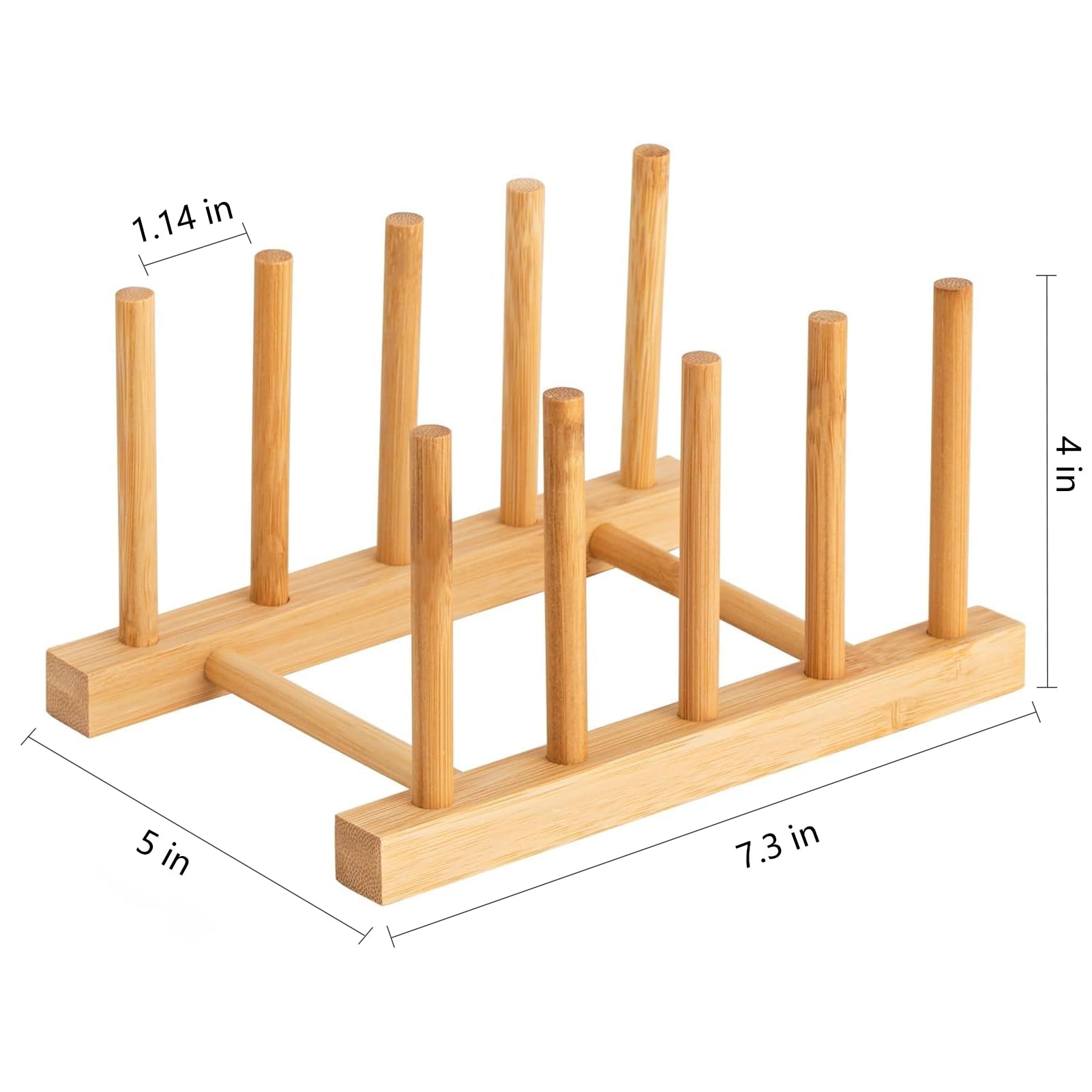 HBlife bamboo plate lid slot rack organizes flatware and lids after washing.