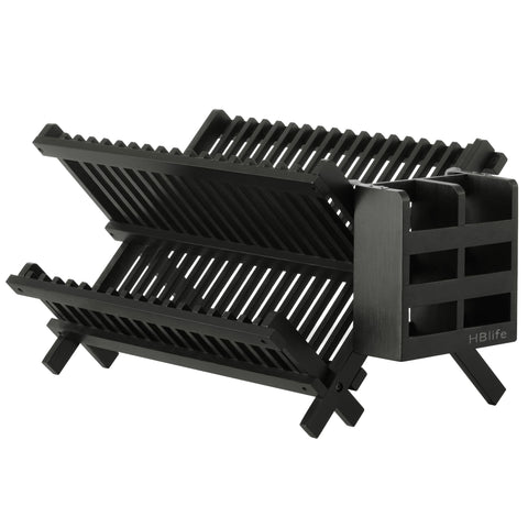 HBlife dish rack collapsible two-tier design for compact kitchens.
