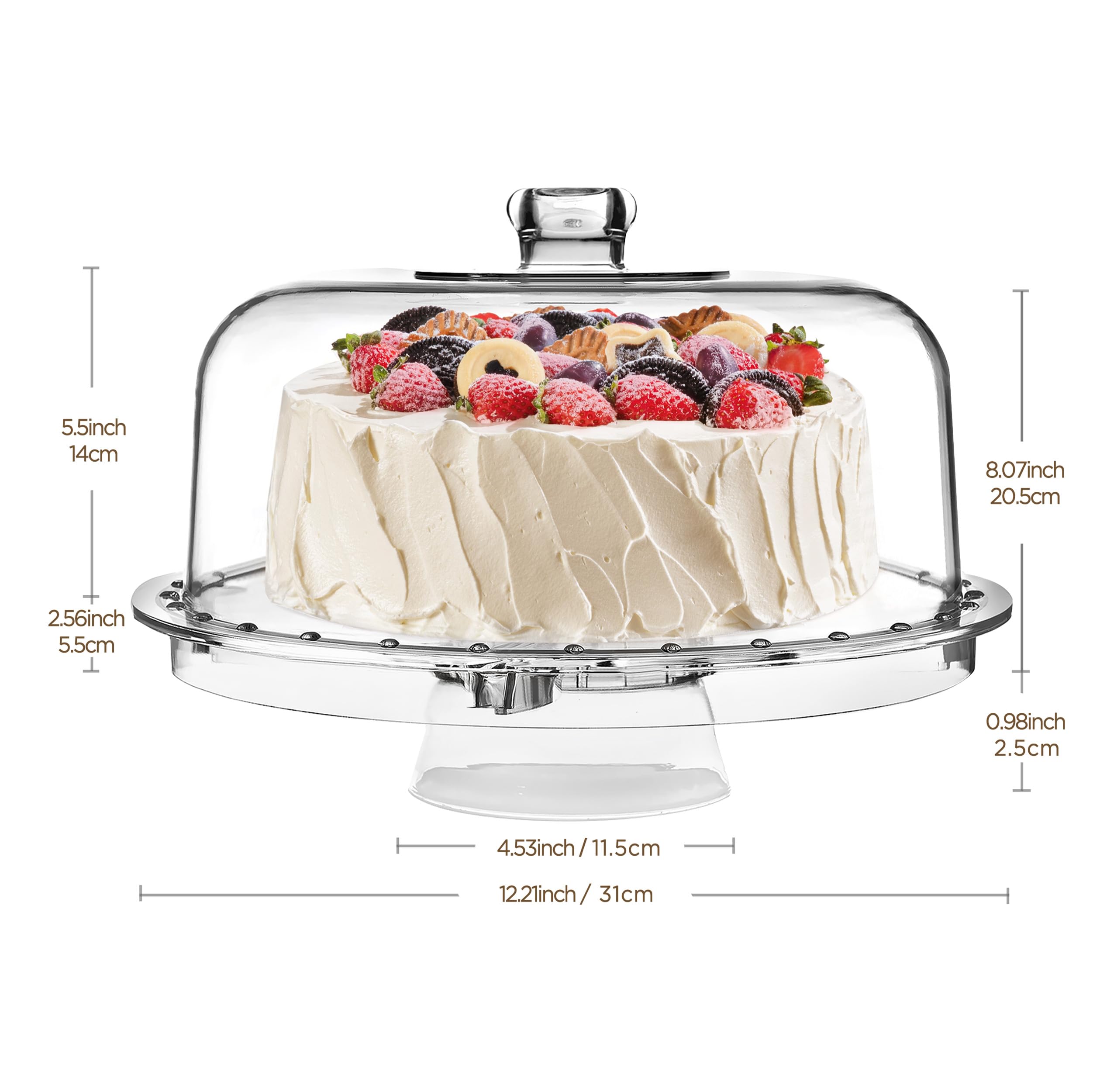 HBlife clear dome lid keeps desserts fresh between servings.