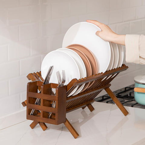 HBlife natural teak color adds warmth to kitchen decor.