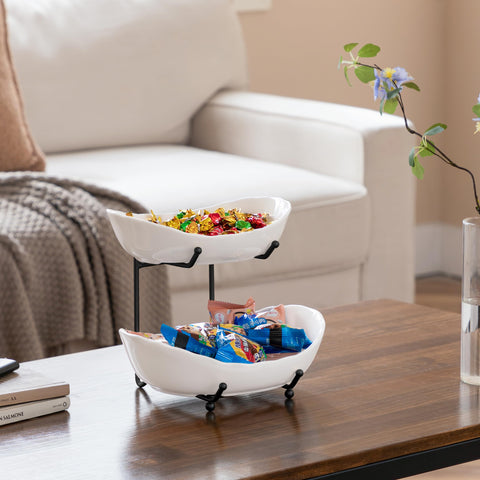 HBlife tiered fruit platter serves snacks elegantly at gatherings.