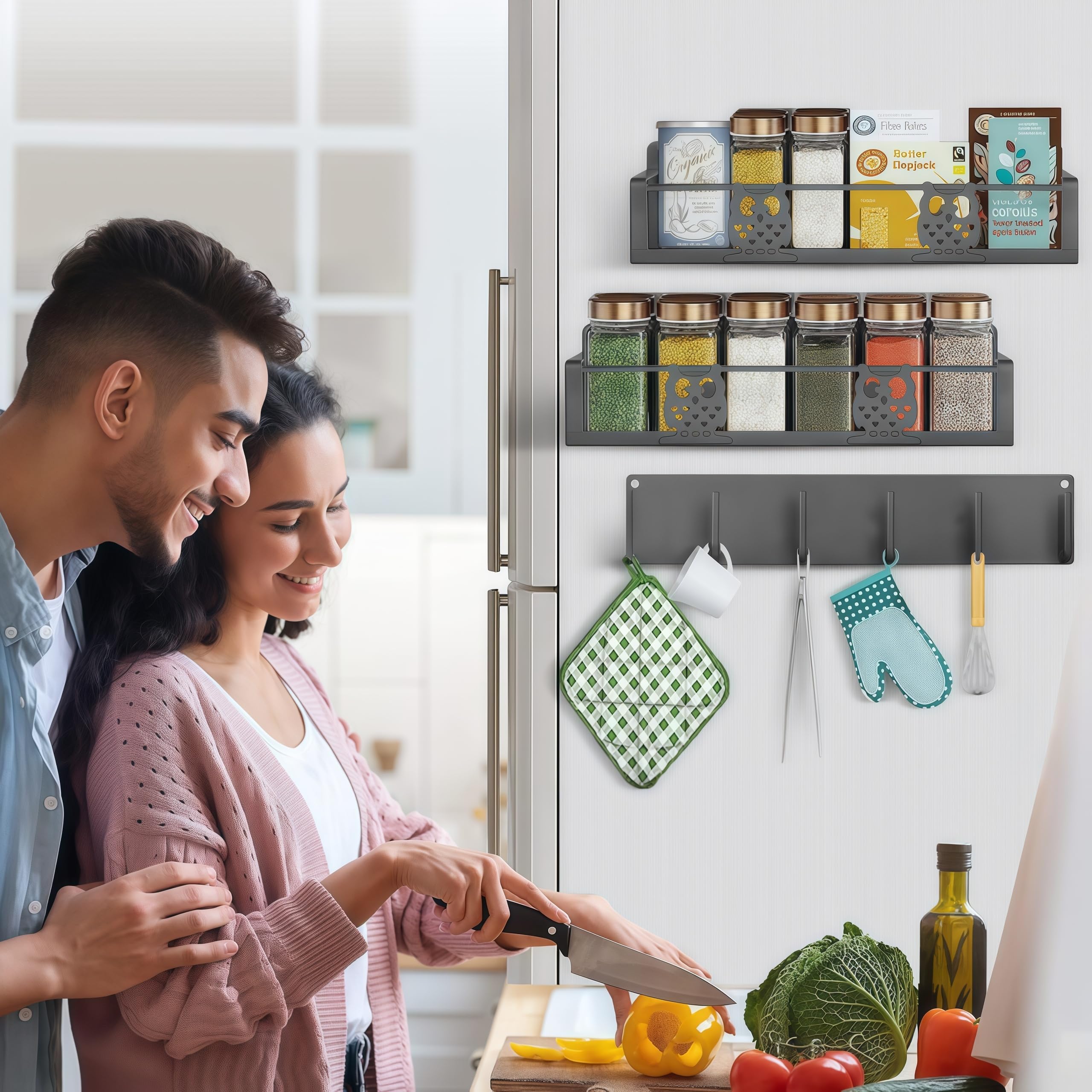 HCBaoXGui kitchen storage shelf fits on metal appliances for clutter-free counters.