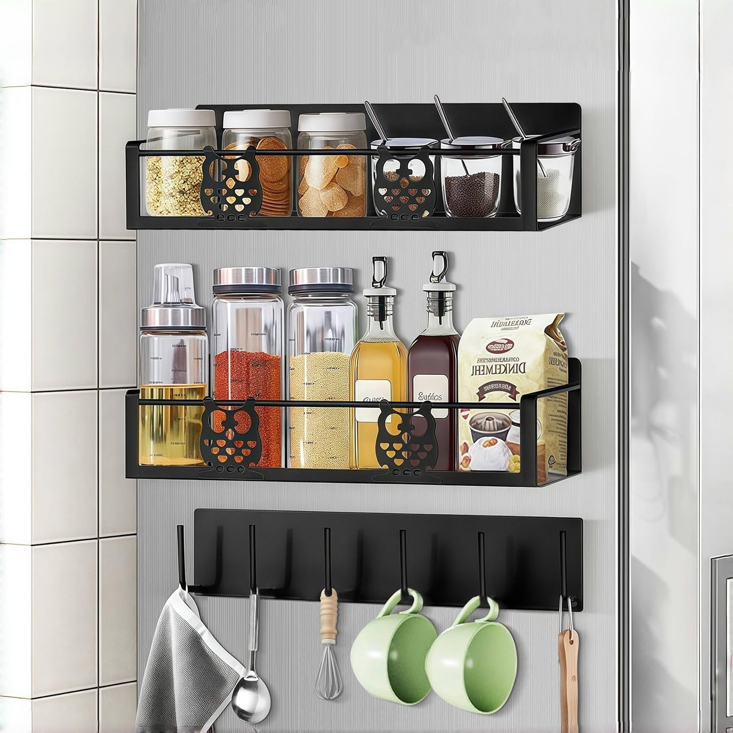 HCBaoXGui space-saving kitchen rack boosts fridge organization.