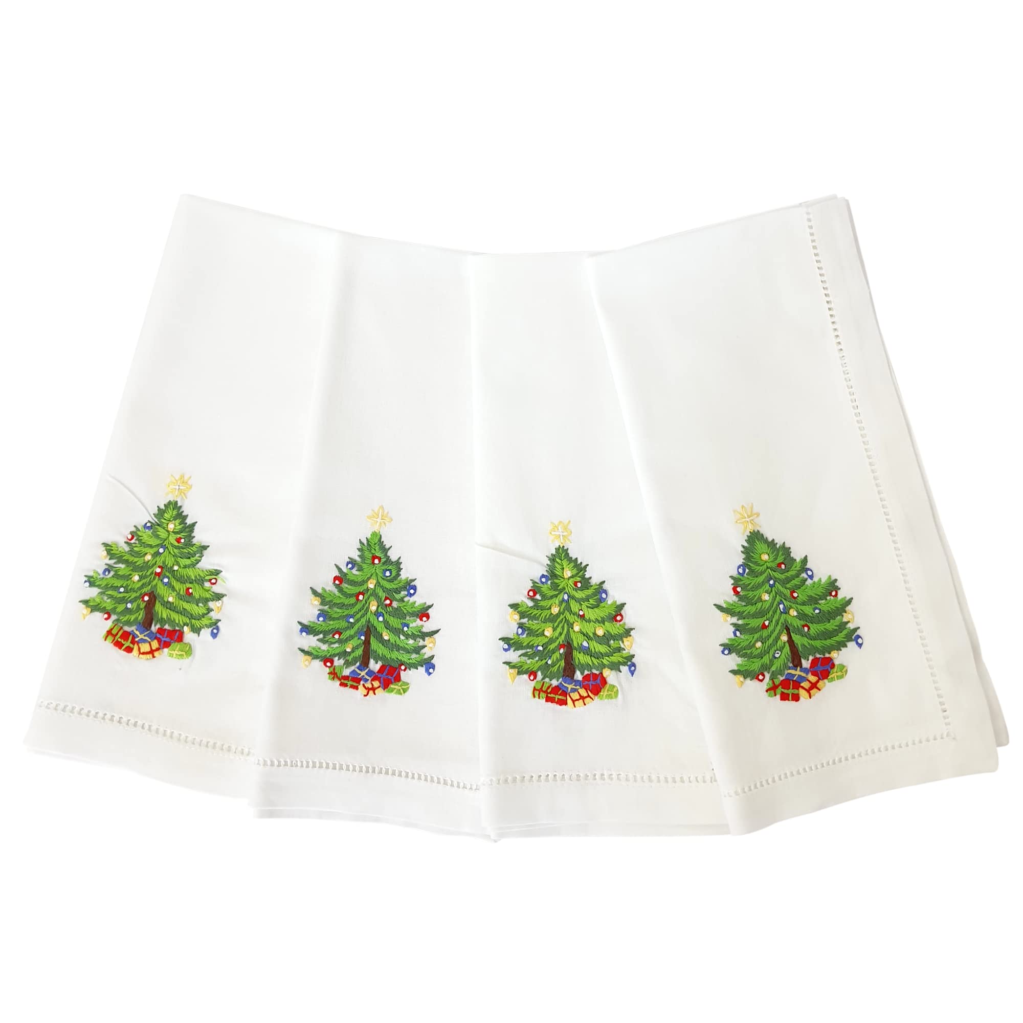HCRAFT embroidered cotton napkin closeup showing detailed stitching for an elegant table setting.