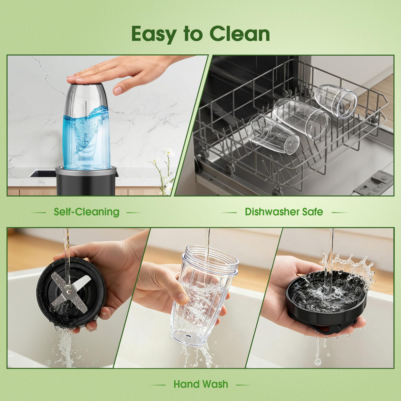 H-Duka Smoothie Blender self-cleaning mode saves time after blending.