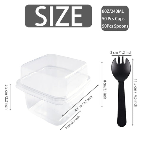 Hdagbnn 50 lids and sporks set keeps desserts fresh and mess-free