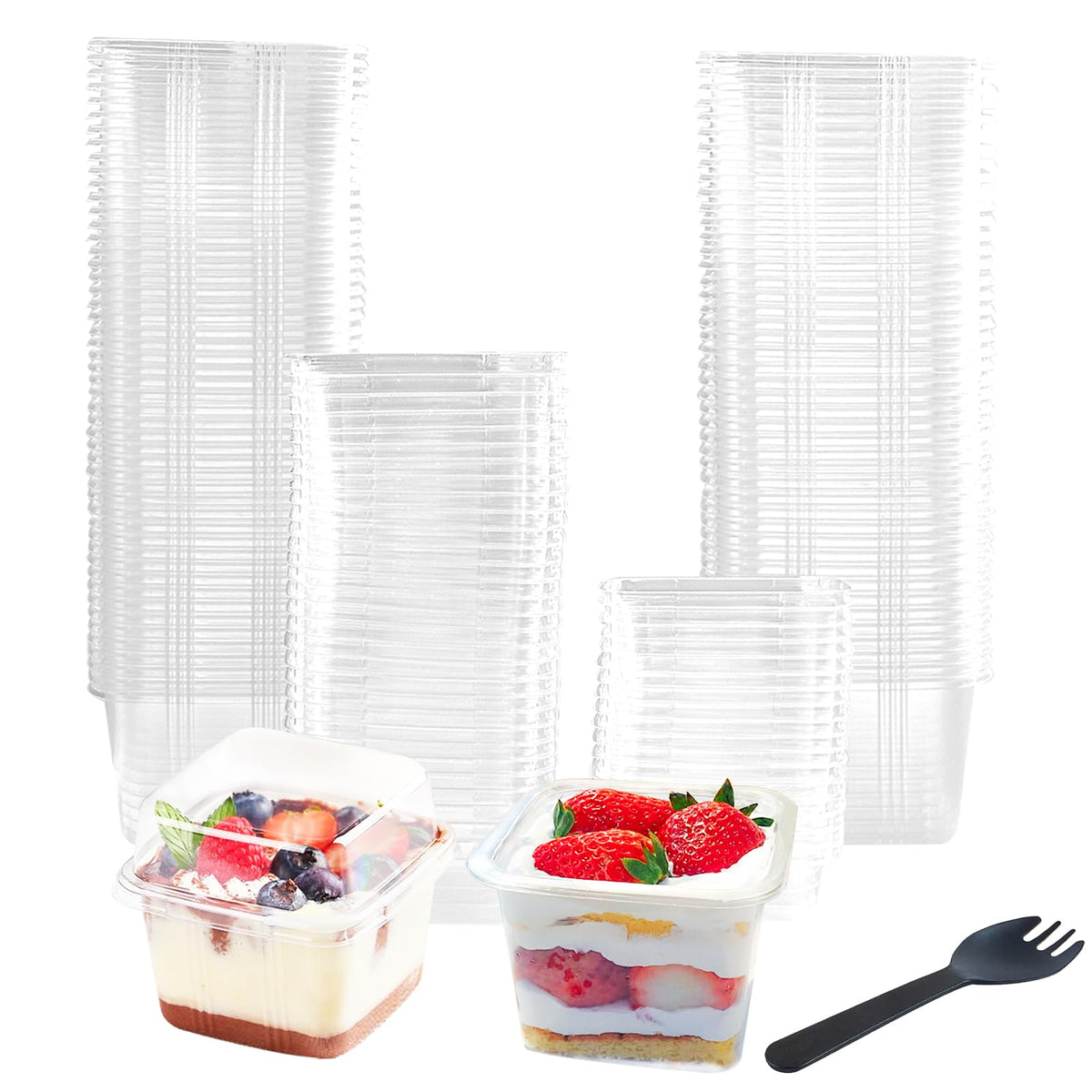 Hdagbnn square 8oz dessert cups with lids for secure storage and easy party serving