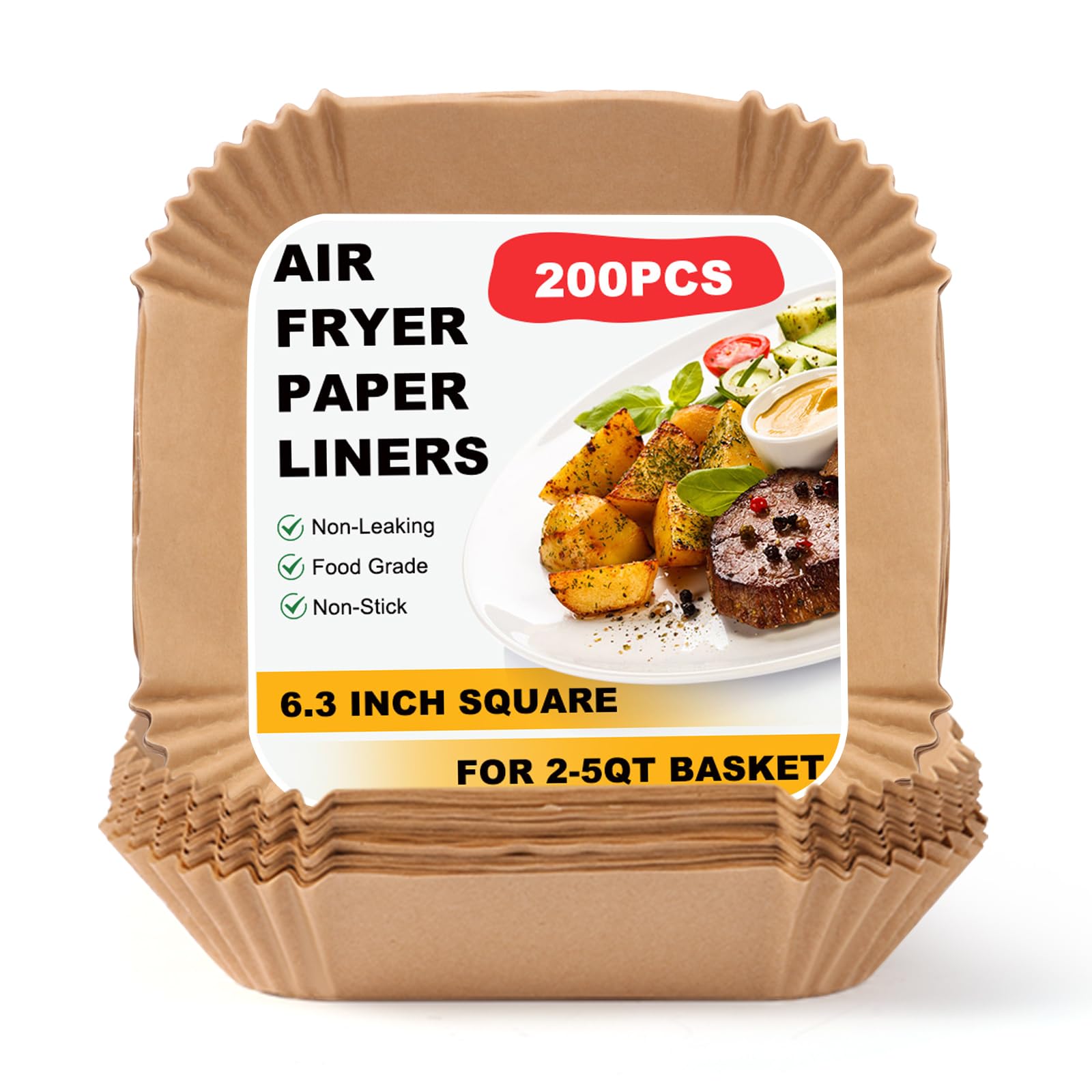 HDOET air fryer liners packaging highlights quick cleanup