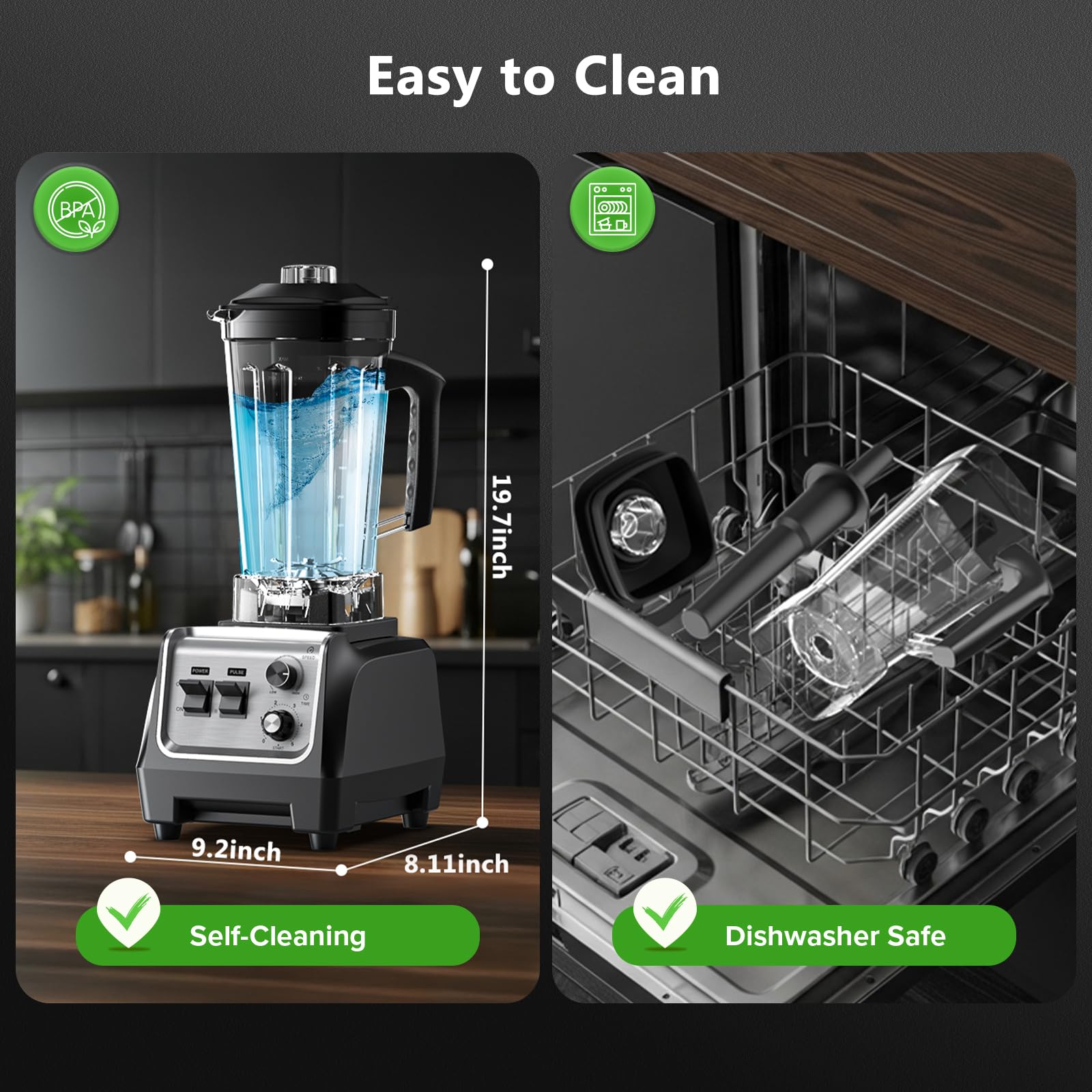 H-Duka pour ready smoothies and sauces in seconds with the 70 oz pitcher.