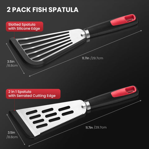 HE-SANQI fish spatula set serrated edge for light cutting tasks during cooking
