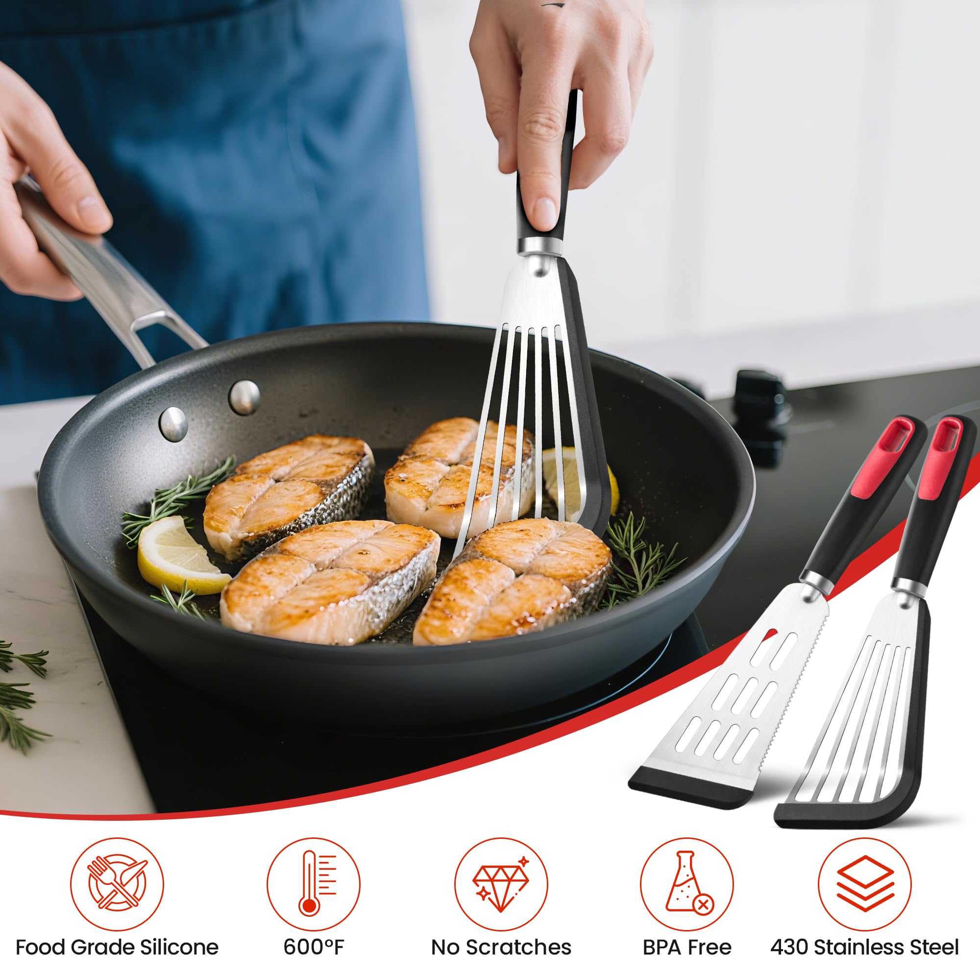 HE-SANQI slotted five-slot design drains excess oil during frying