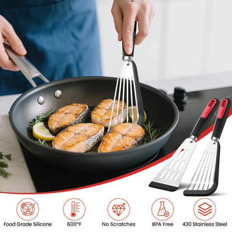 HE-SANQI slotted five-slot design drains excess oil during frying