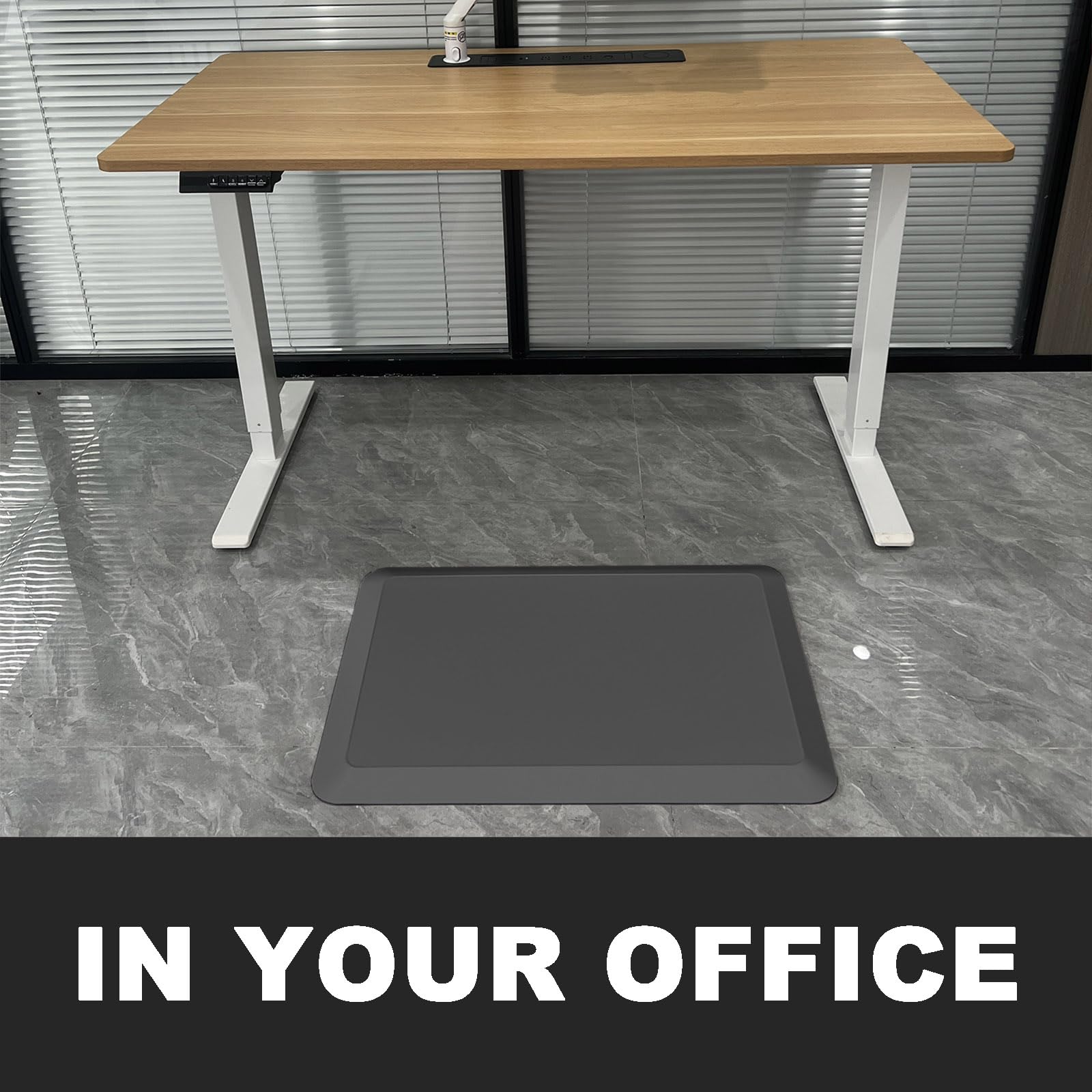HEALEG standing desk mat—workspace setup under desk for comfortable all-day work.