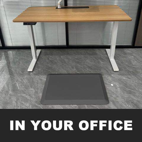 HEALEG standing desk mat—workspace setup under desk for comfortable all-day work.