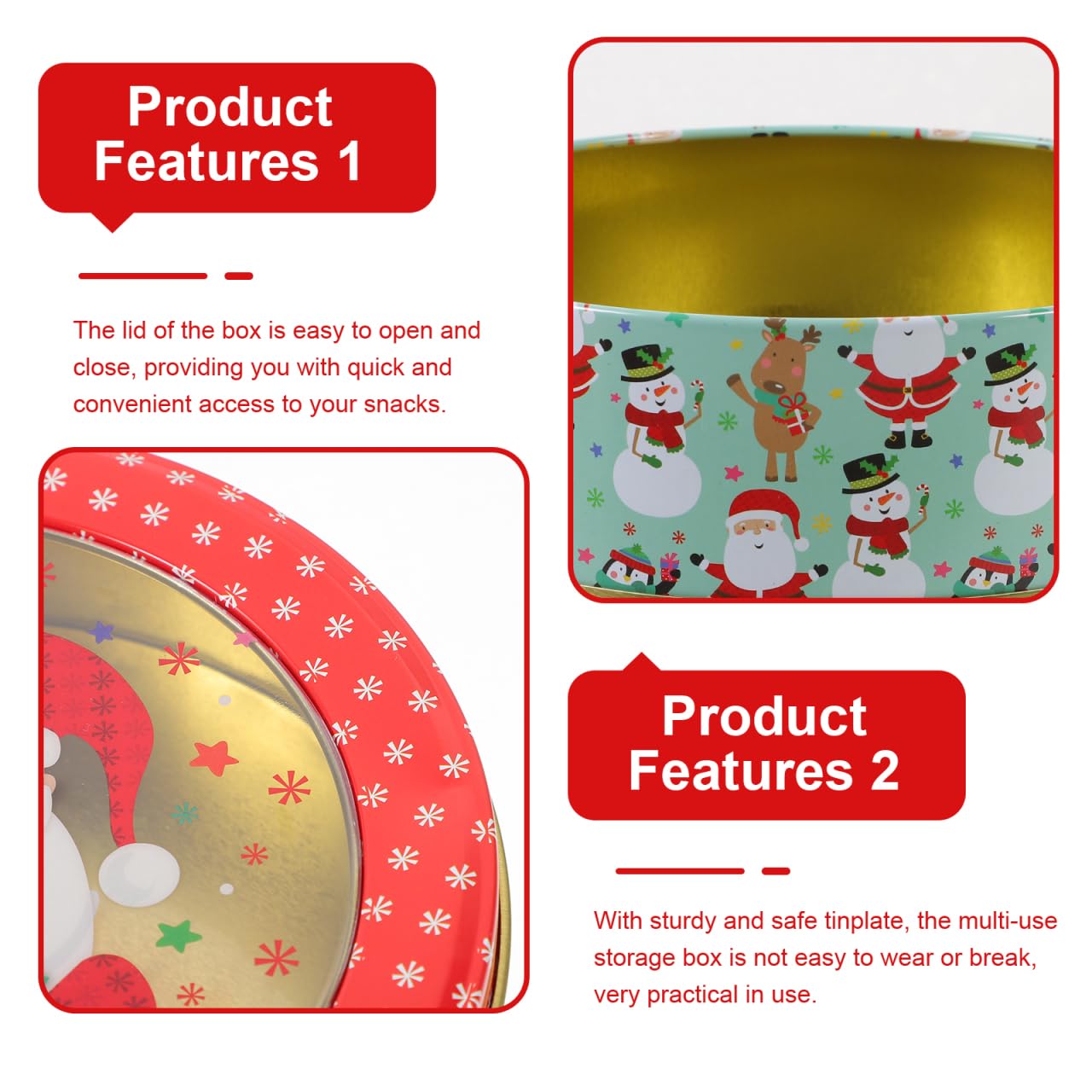 Healifty Christmas tinbox for cookie storage and gifting.