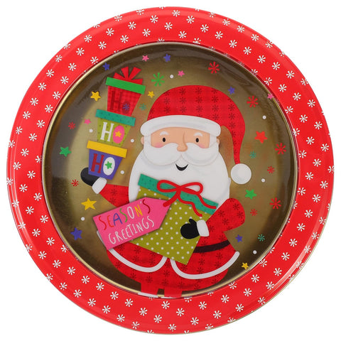 Healifty Christmas tinplate box front view with Santa design, perfect for gifting cookies.