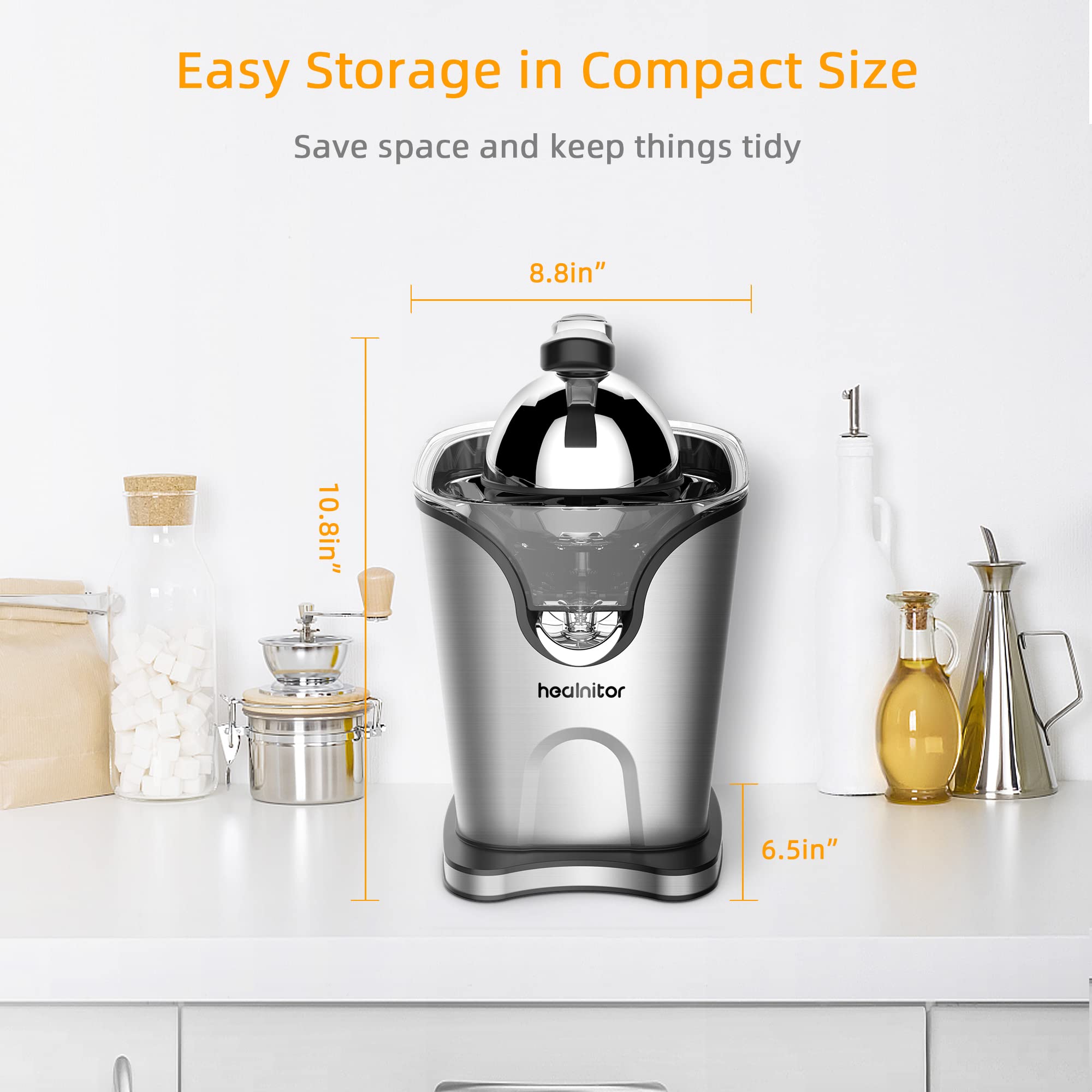 Healnitor anti-drip spout keeps counters clean during pouring.