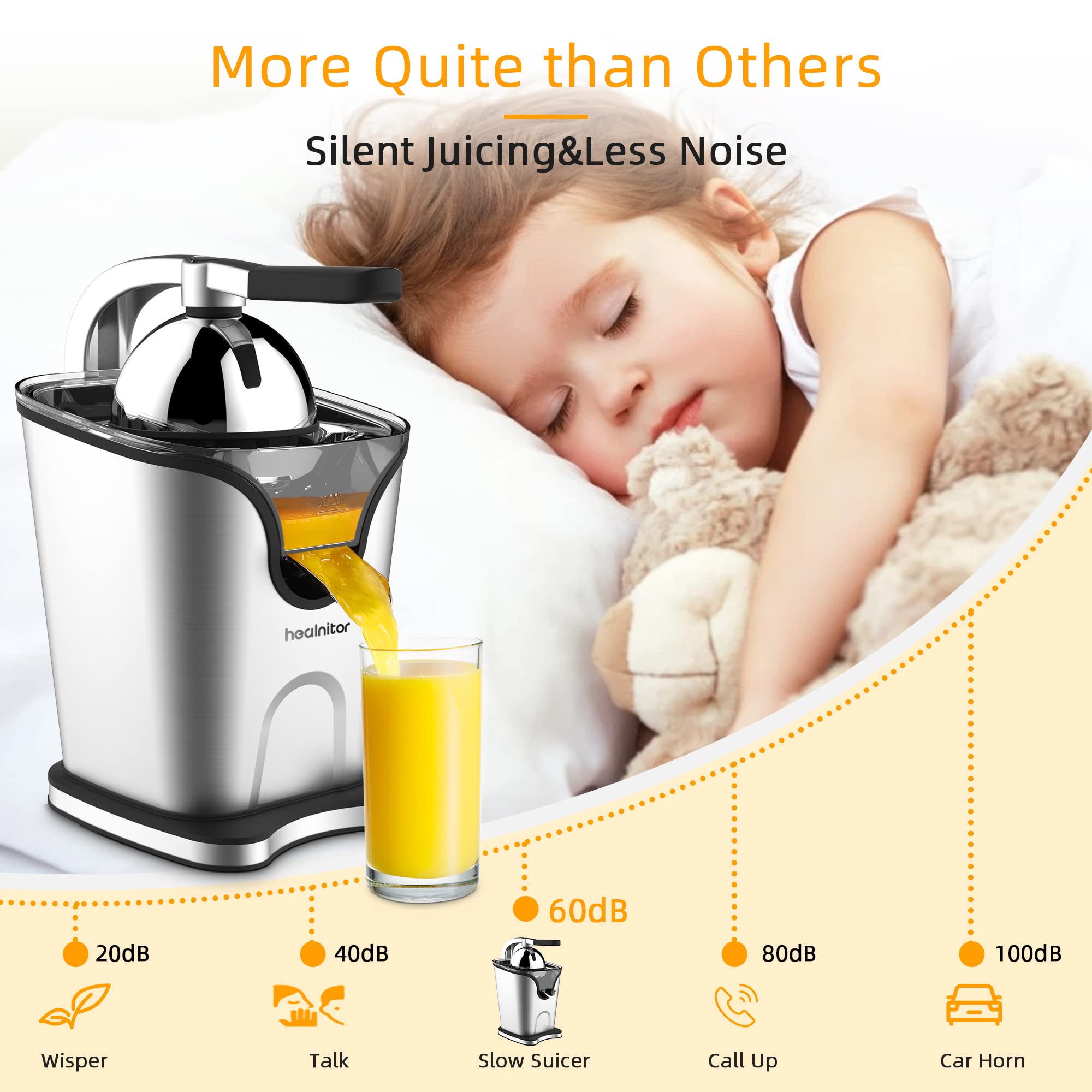 Healnitor upgraded aluminum handle enhances leverage for easier juice extraction.