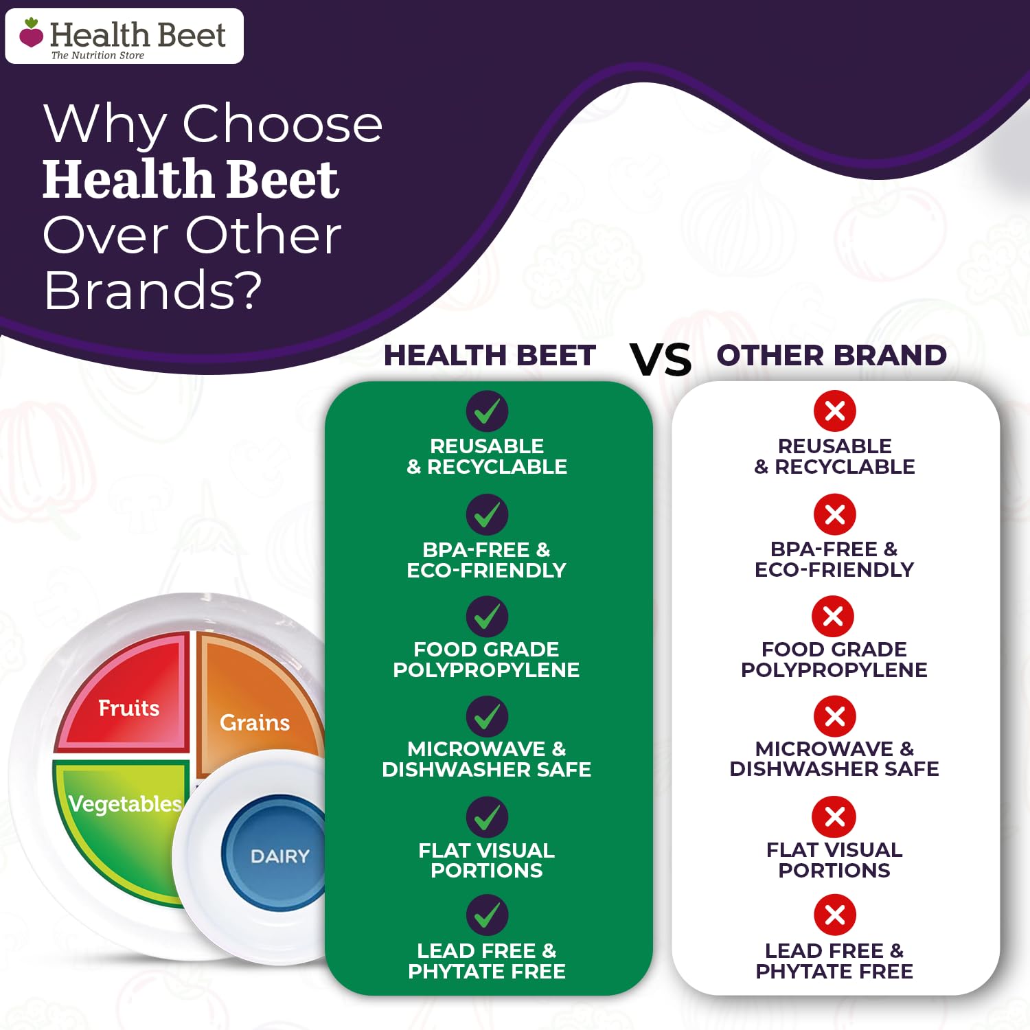 Health Beet dairy bowl close-up showing convenient serving capacity.