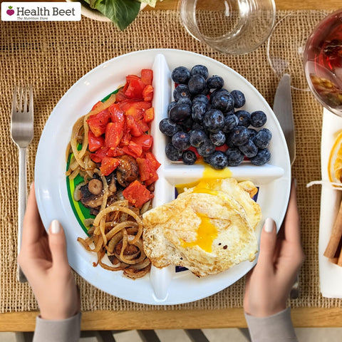 Health Beet plate ideal for meal-prep and portion planning.