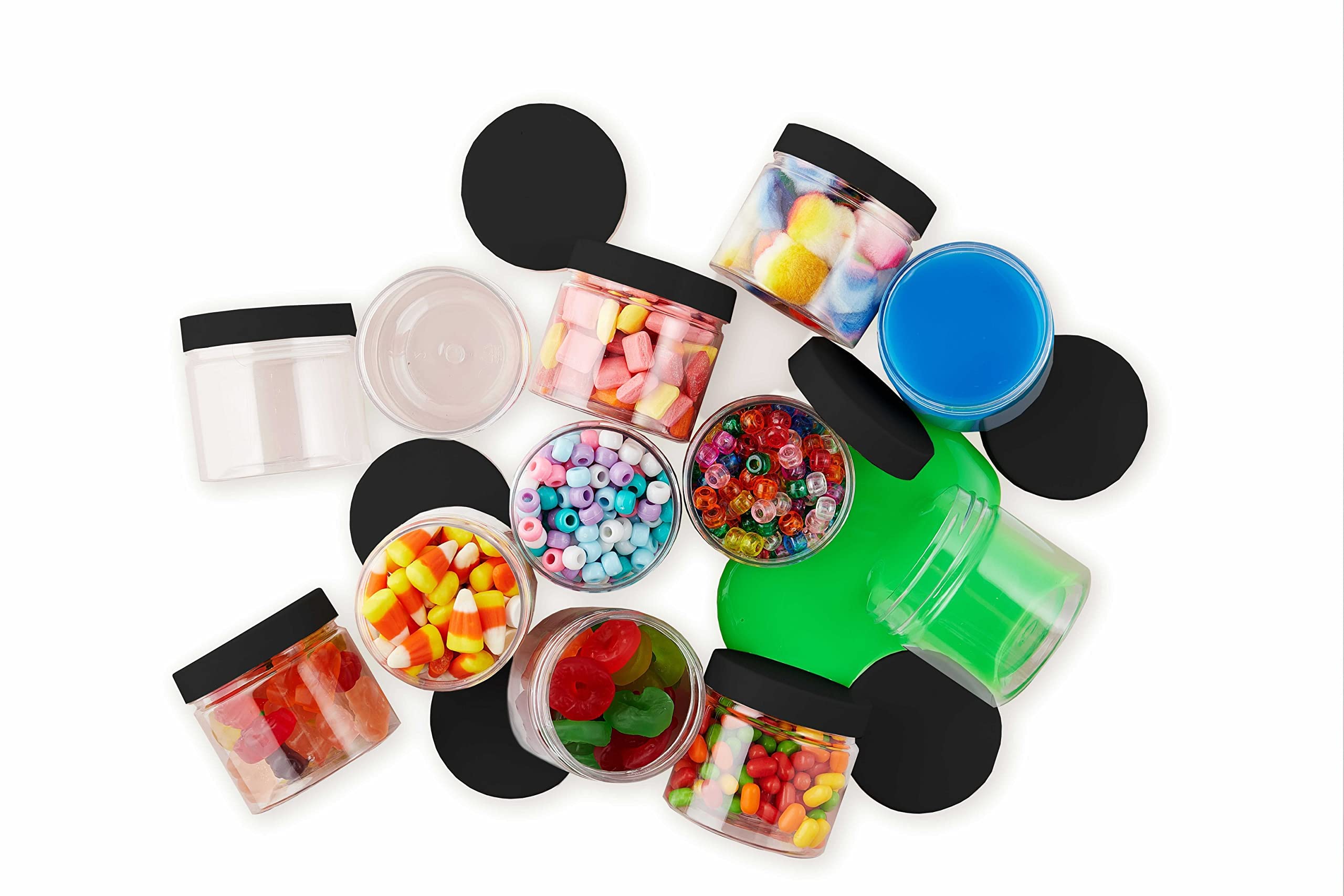 Healthy Packers clear jar with black lid for secure, spill-free storage.