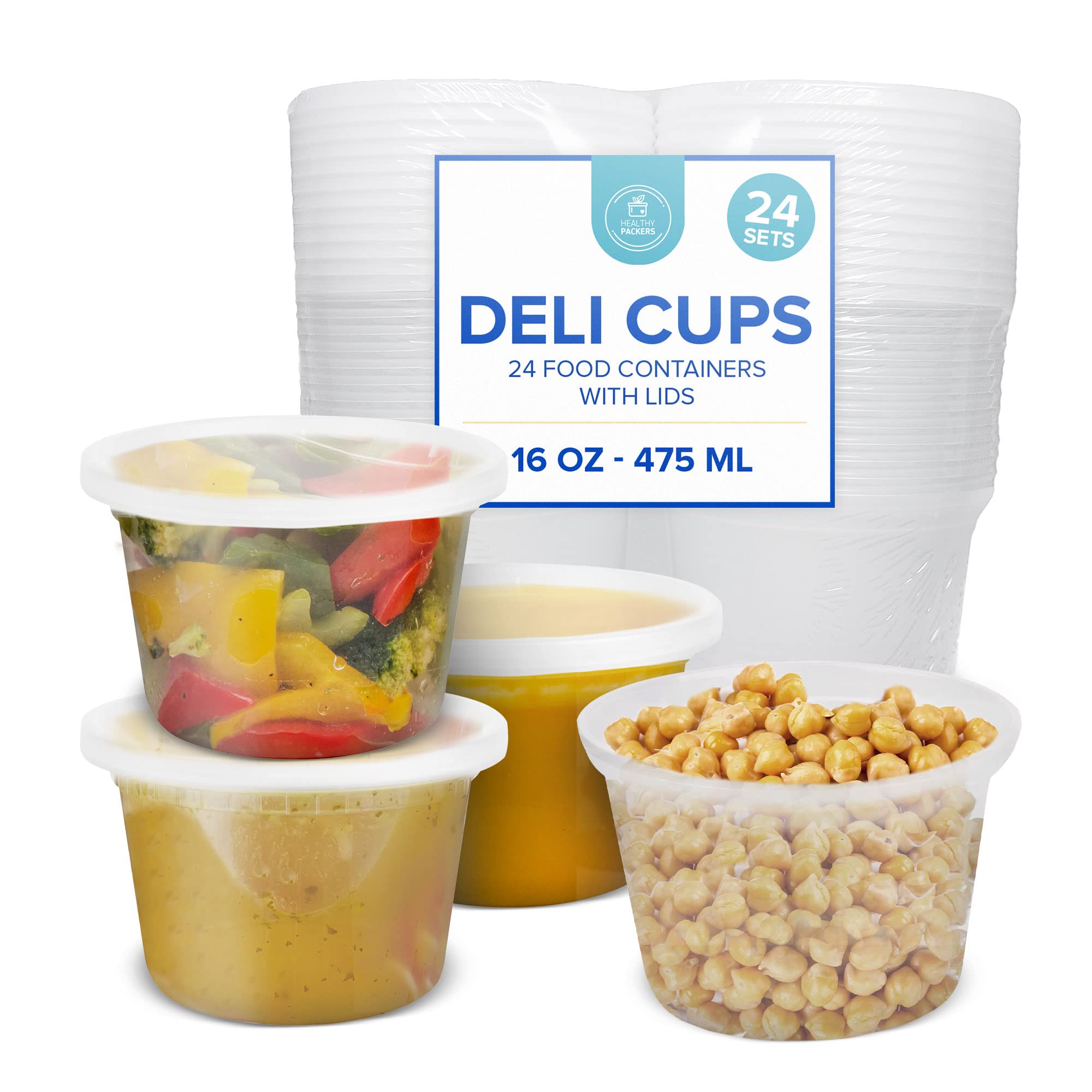 Healthy Packers 16oz deli cup with airtight lid for leakproof meal prep