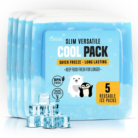 Healthy Packers slim ice pack fits into a lunch bag for cool meals.