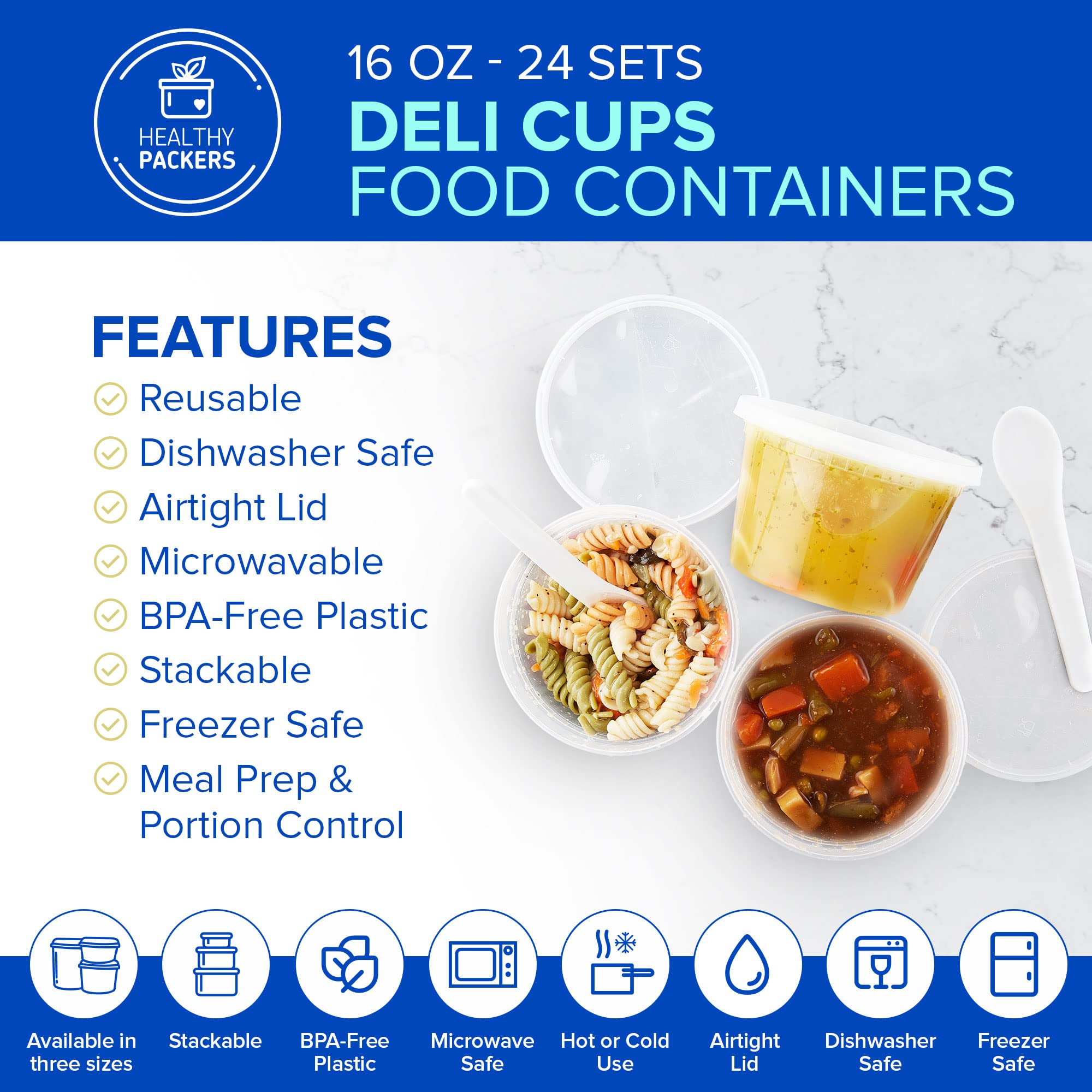 Healthy Packers stackable deli containers showcasing space-saving design