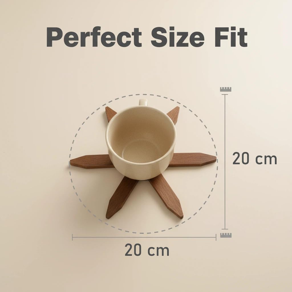 Heaocv non-slip heat insulated wood mat prevents slips and heat damage on tables.