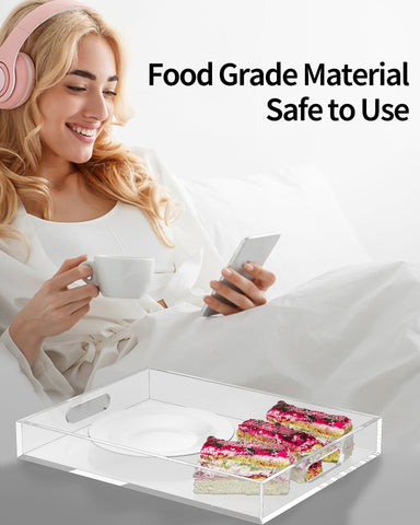 Heapany acrylic serving tray 15-4x11-9, ultra clear for versatile dining.