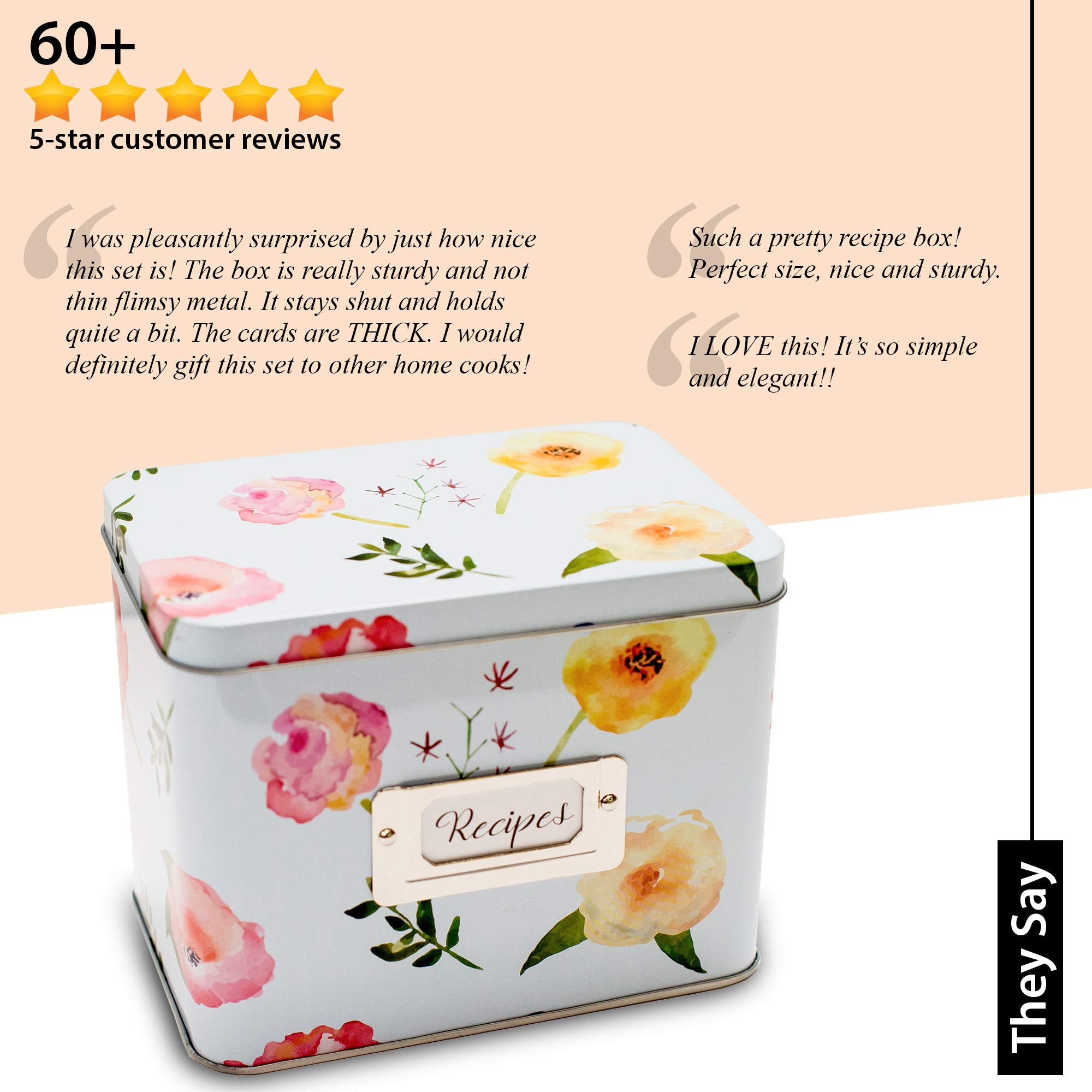 Heart&Berry hinged tin lid durable for daily recipe storage.