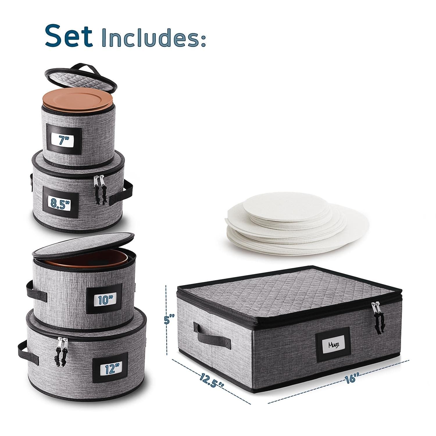 Hearth & Harbor five-piece dish organizer with lids and dividers.