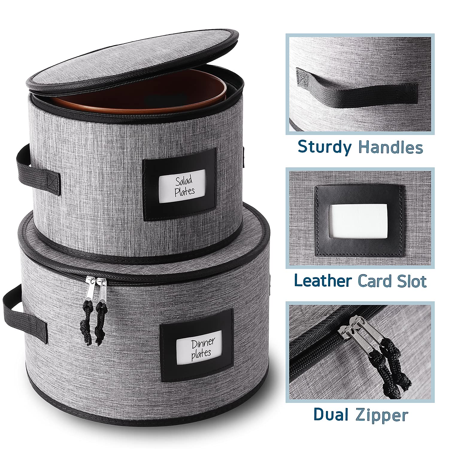 Hearth & Harbor quilted interior cushions delicate dinnerware.