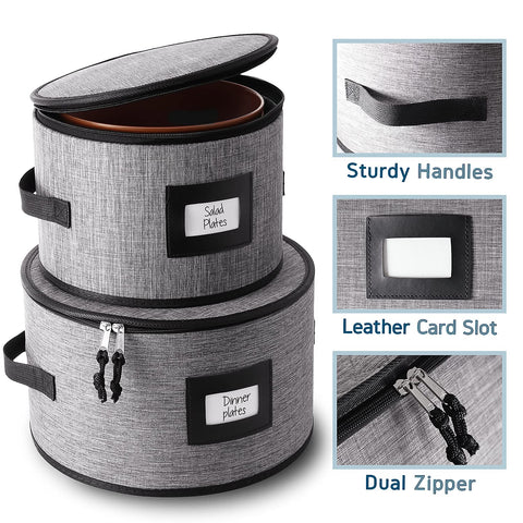 Hearth & Harbor quilted interior cushions delicate dinnerware.