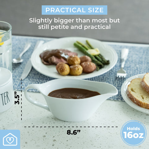 Heartland Home gravy boat designed for one-handed pouring and control.