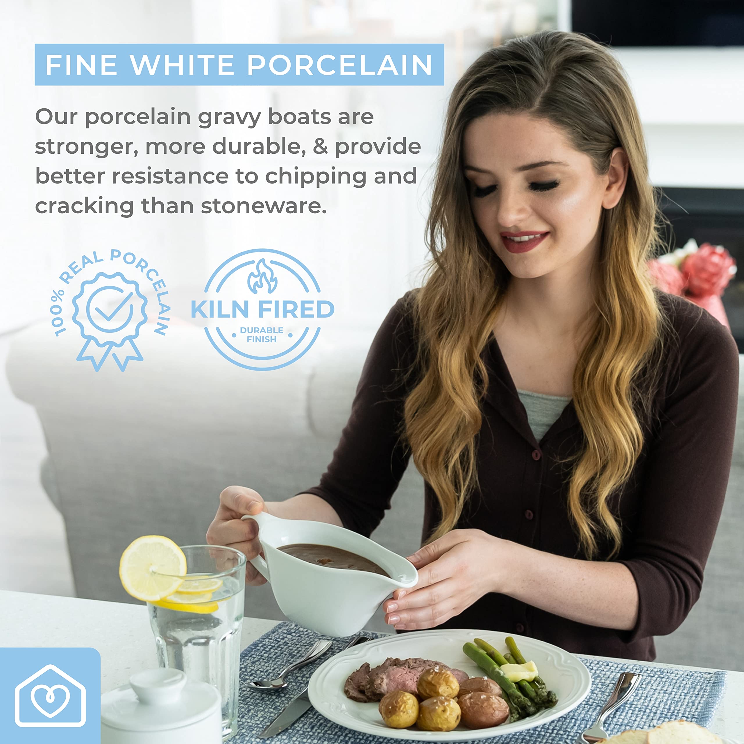 Heartland Home oven-safe and dishwasher-safe gravy boat for versatile serving.