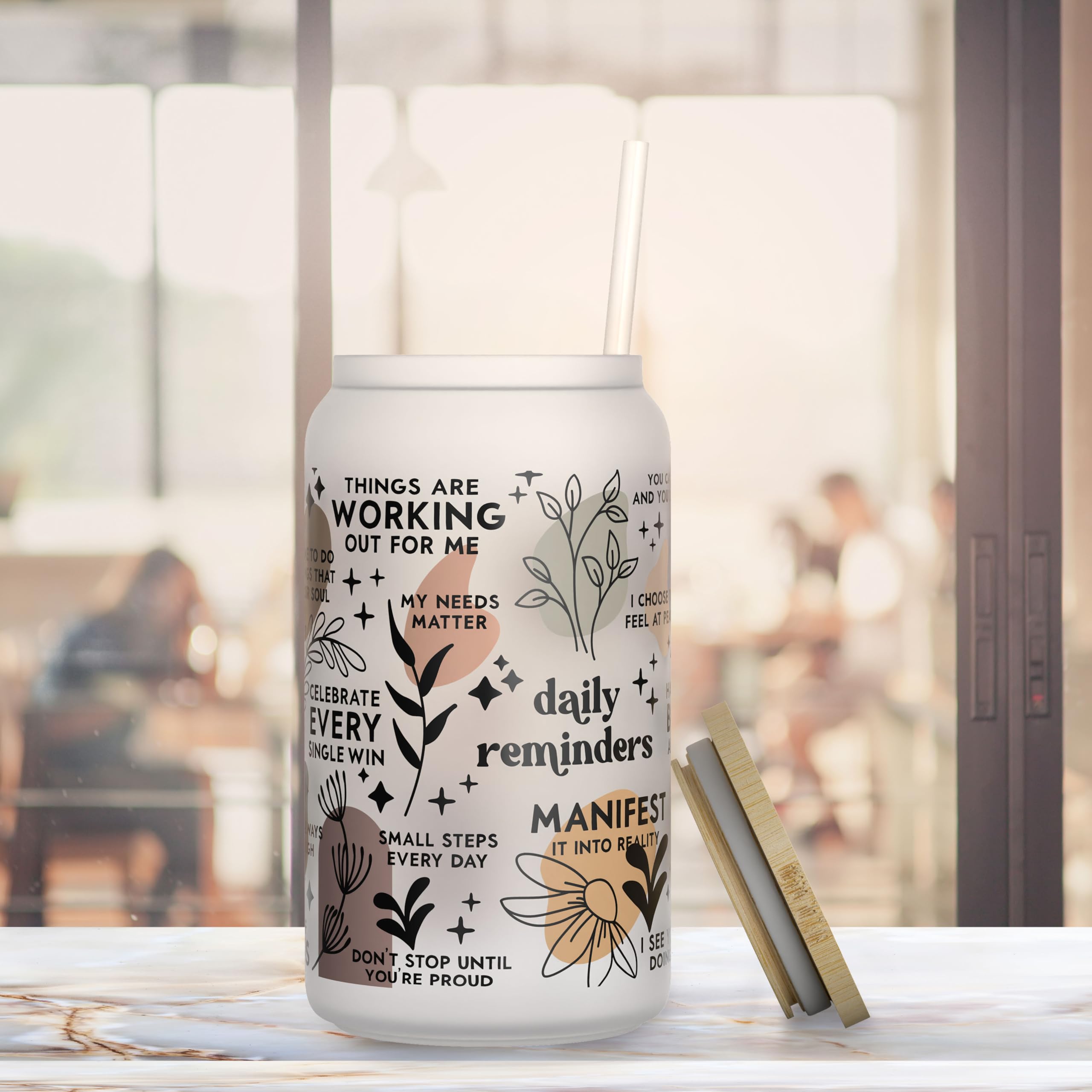 Heather & Willow 16 oz glass tumbler suits home, office, and travel routines.